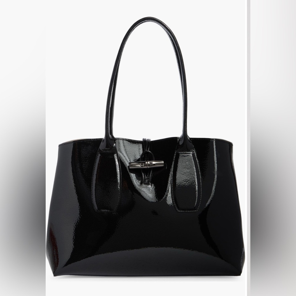 Longchamp Black Patent Tote Bag